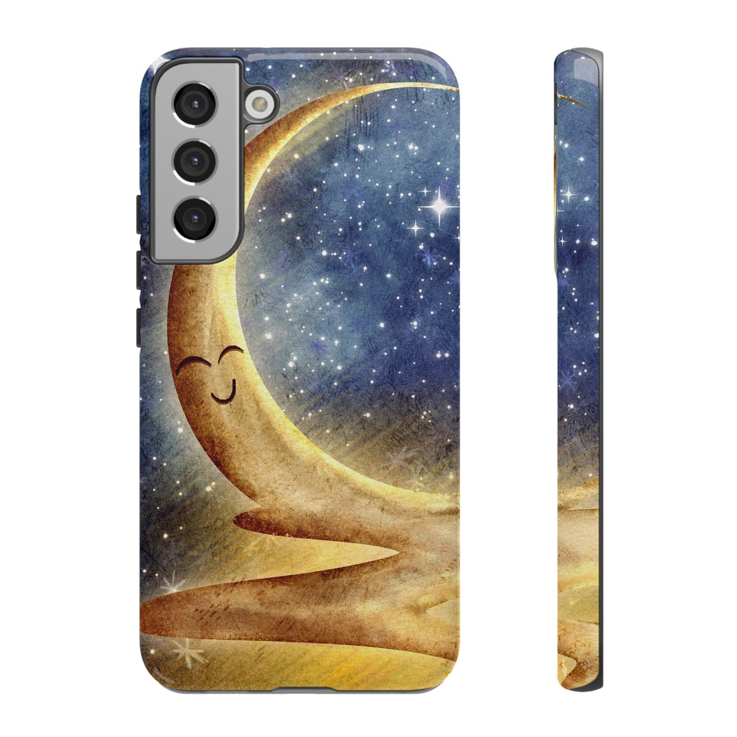 Moonlit Smile Phone Case — Starry Night Crescent Moon iPhone Cover