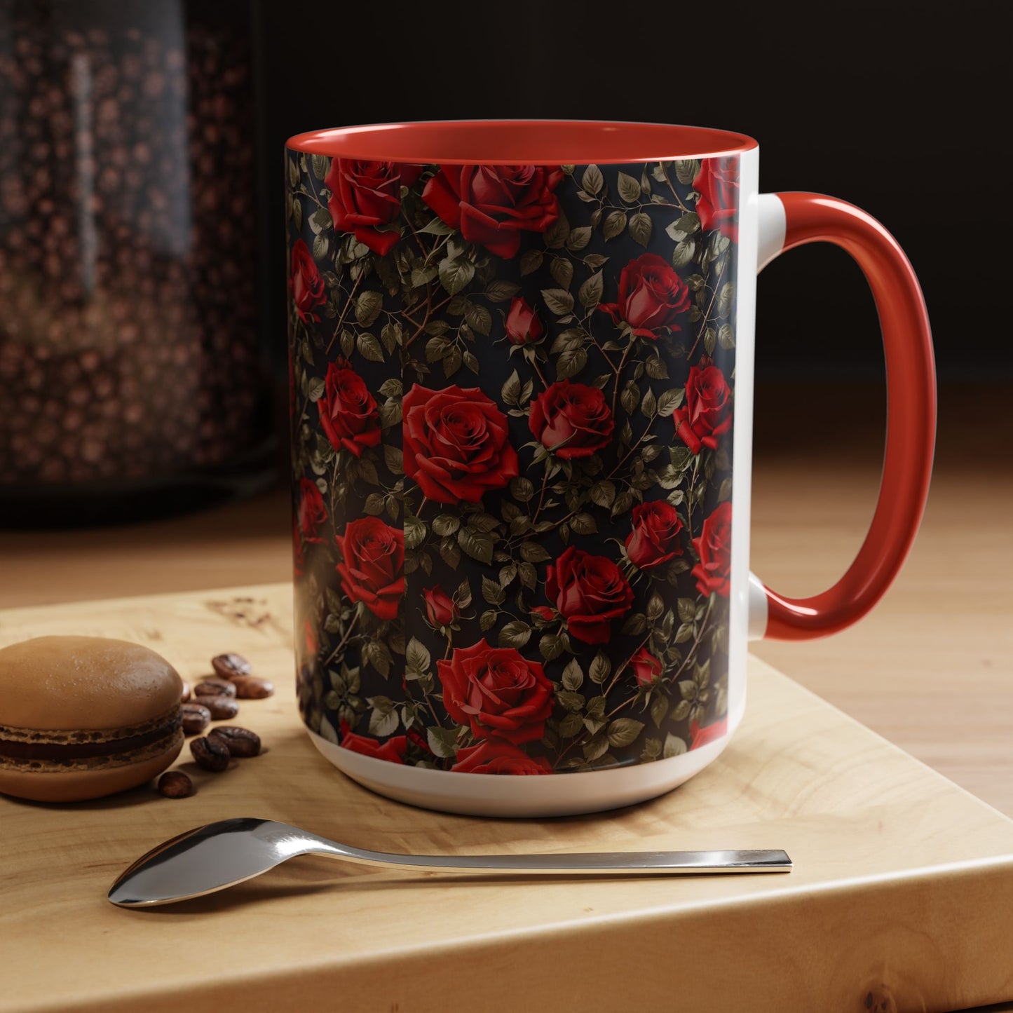 Elegant Floral Accent Coffee Mug - Black Rose Design, Gift for Her, Home Decor, Coffee Lovers, Mother's Day, Birthday