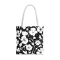Elegant Floral Tote Bag, Black and White Tote, Eco-Friendly Shopping Bag