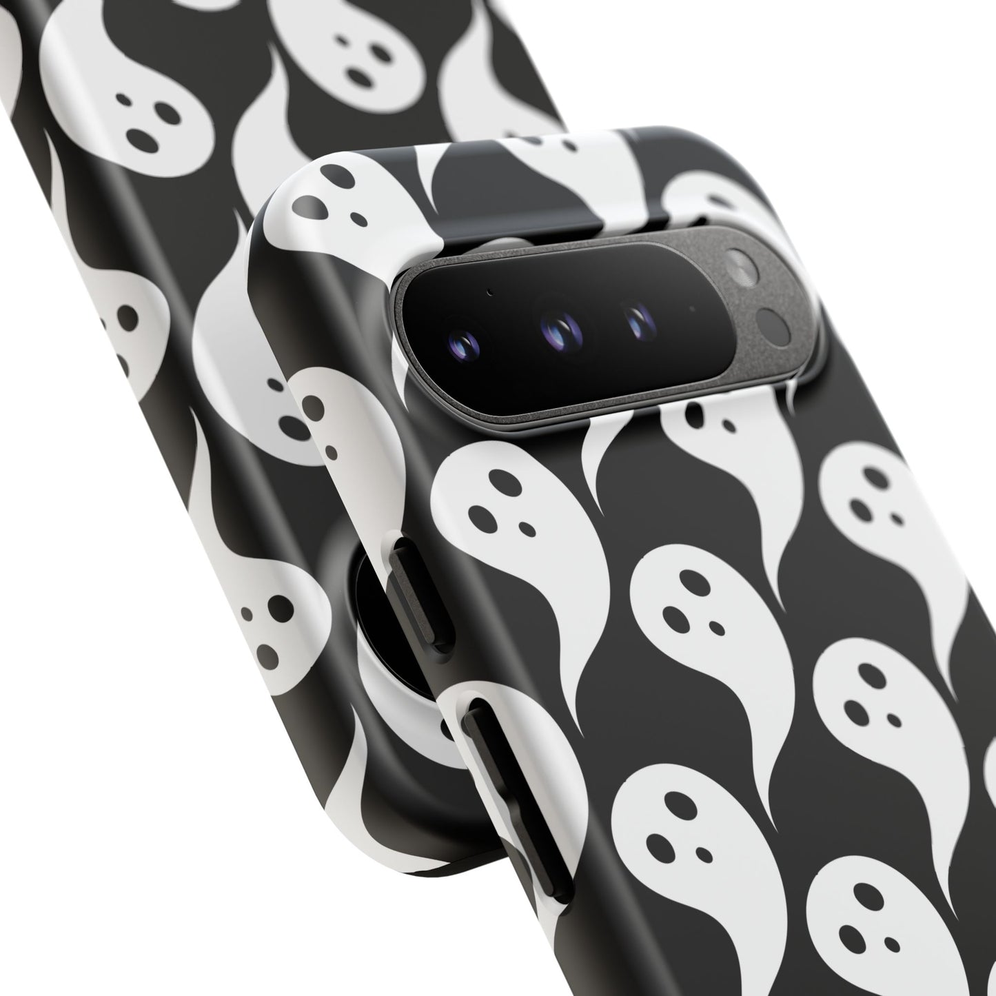 Ghost Pattern Phone Case, Cute Ghost Cell Phone Cover, Halloween Accessory, Spooky Gift, Black and White Phone Case