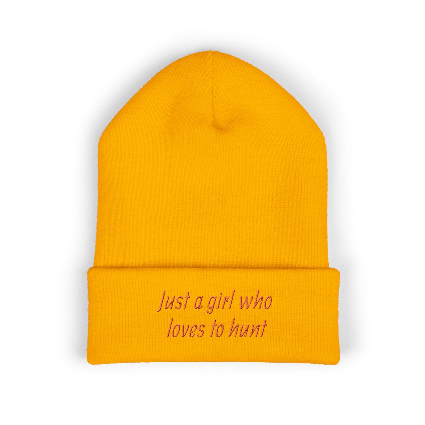 Hunting Enthusiast Beanie - "Just a Girl Who Loves to Hunt" Embroidered Cuffed Beanie