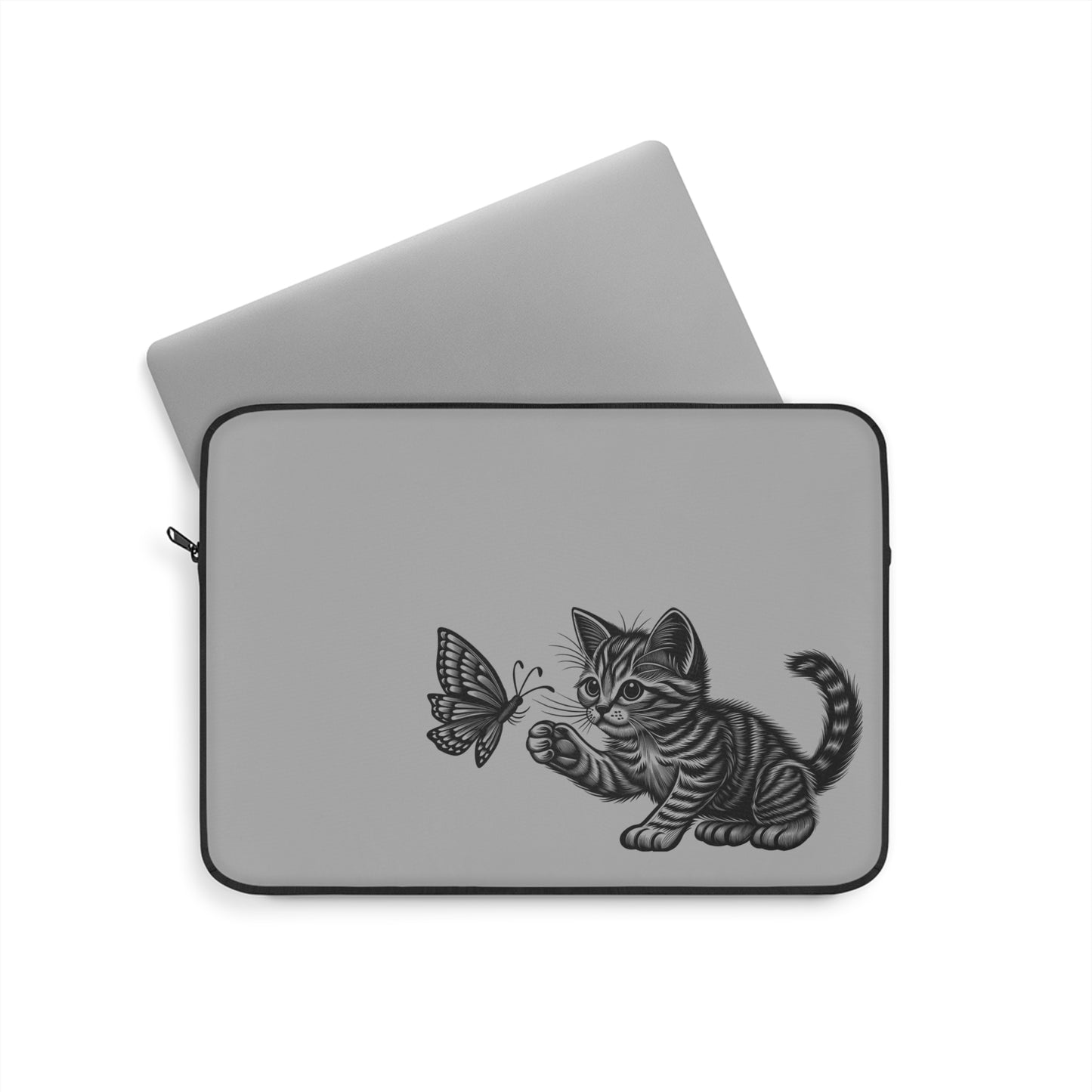 Cute Cat & Butterfly Laptop Sleeve, Animal Lover Gift, Tech Accessory, Cat Mom Gift, Under 35 Gift, Birthday, Home Office Decor