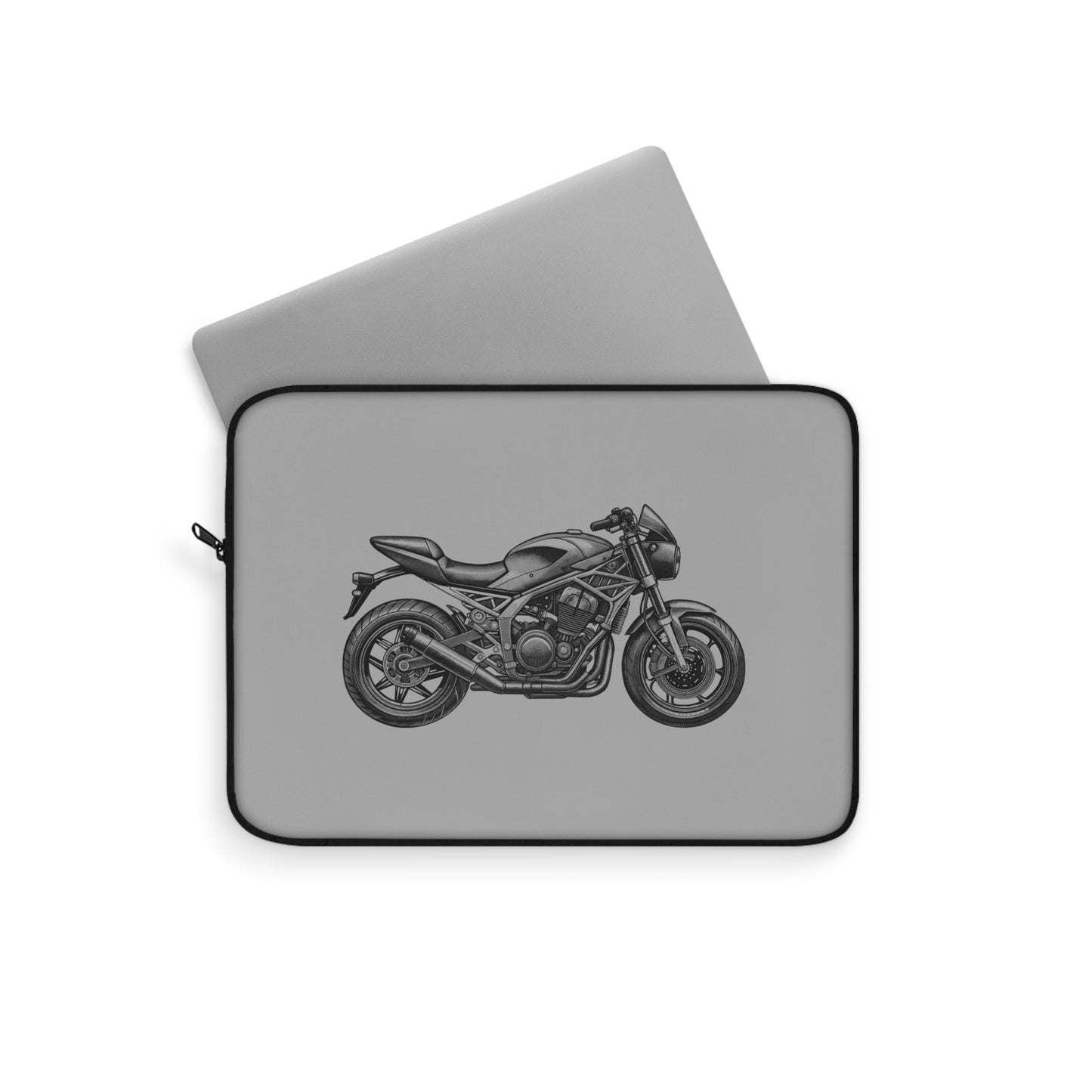 Motorcycle Lover's Laptop Sleeve - Perfect Gift for Bikers, Tech Enthusiasts, Students, Travel Accessories, Black and Grey Design