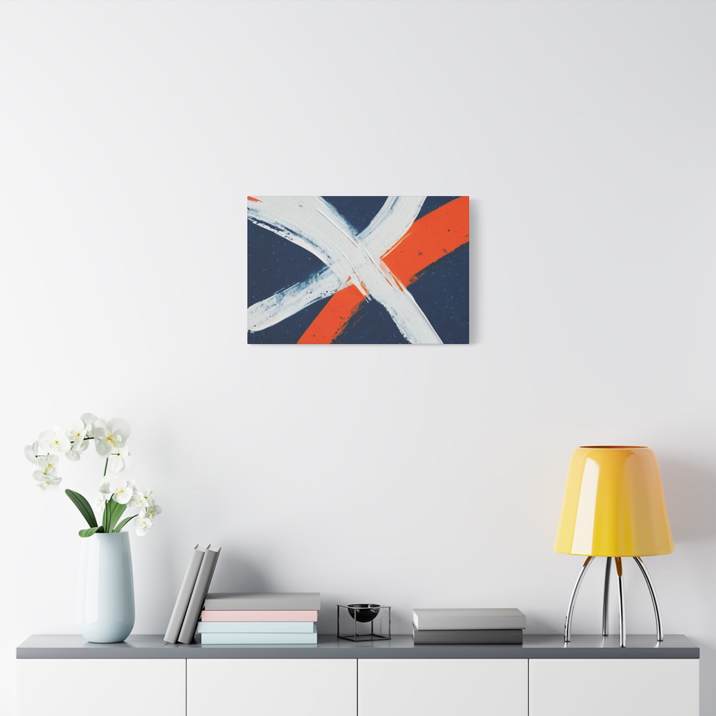 Abstract Navy & Orange Brushstroke Canvas