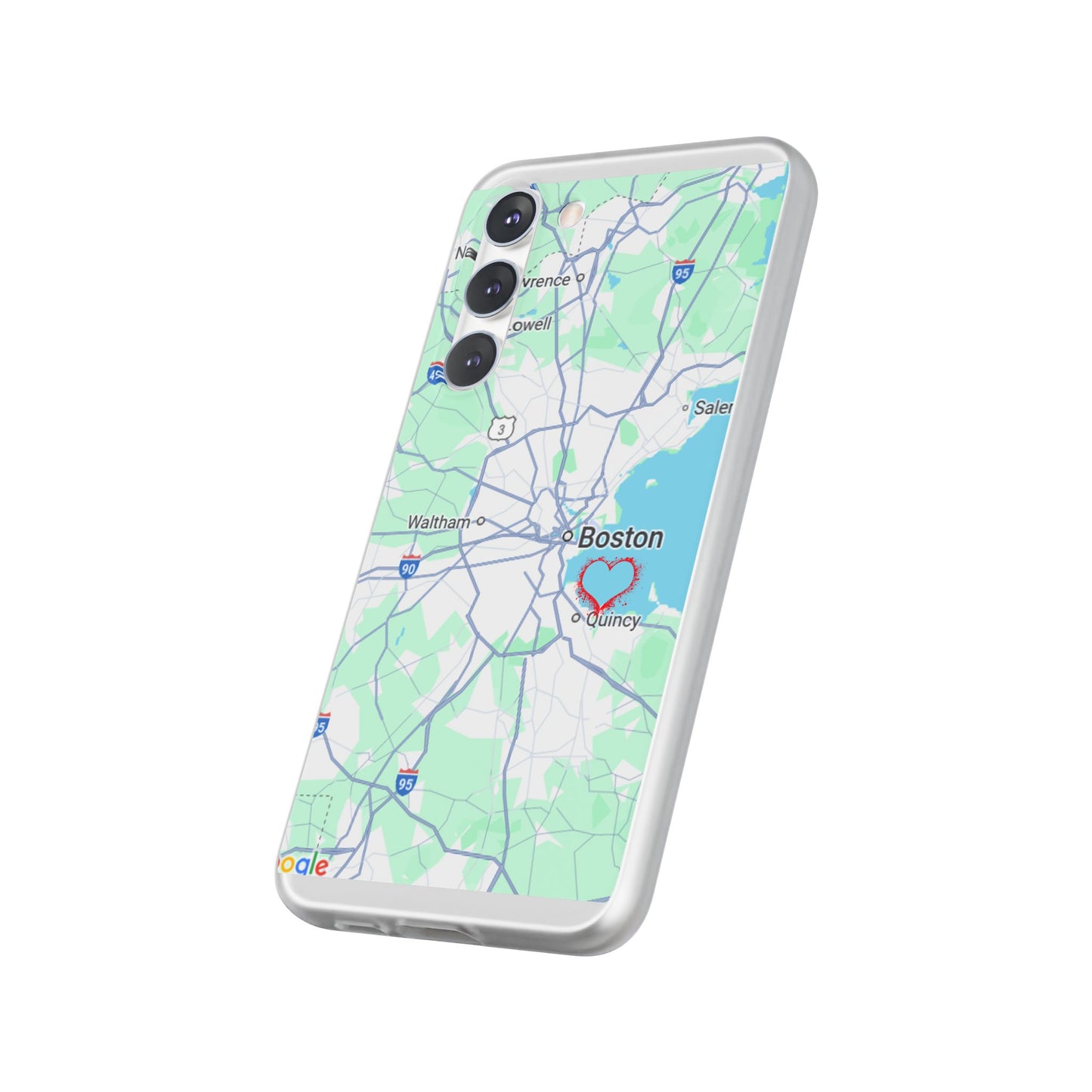 Boston Map Flexi Case for iPhone, Custom Location Phone Case, Unique Gift, Boston Heart Design, Travel Lover Accessory