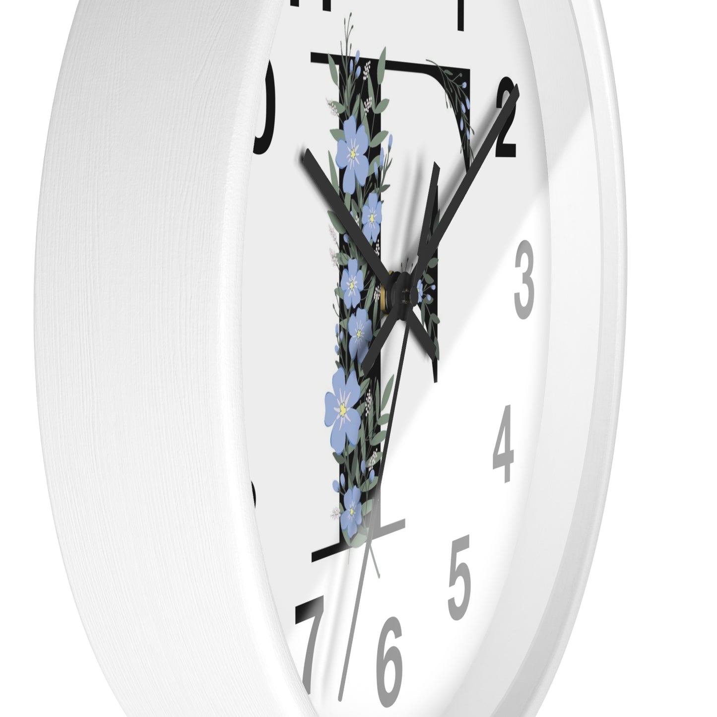 Personalized Floral Initial Wall Clock - Beautiful Home Decor, Gift for Her, Wedding, Housewarming, Mother's Day, Custom Timepiece