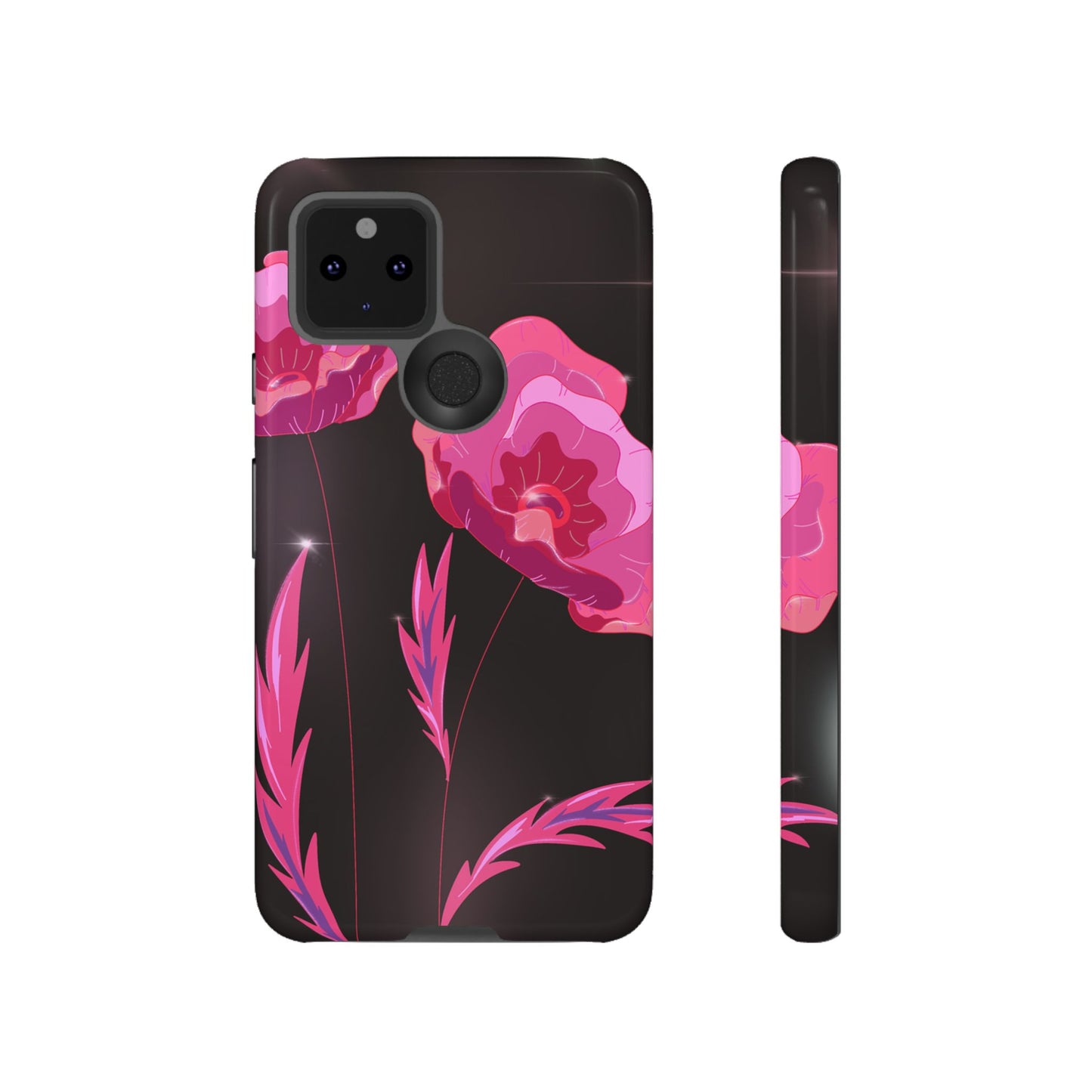 Floral iPhone Case | Tough Cases with Pink Poppy Design, Elegant Flower Phone Cover, Gift for Her, Spring Accessories, Chic Tech