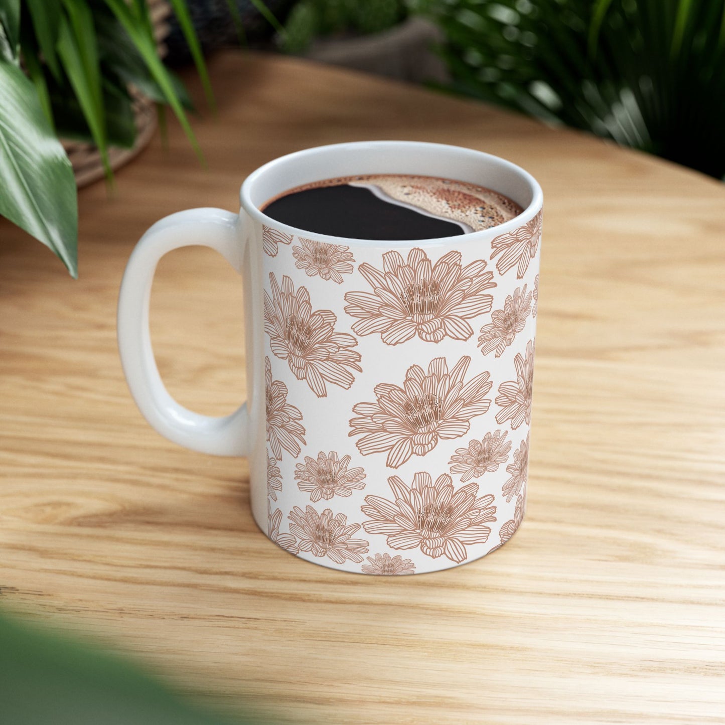 Floral Ceramic Mug - Pink Lotus Coffee Cup, Gift for Flower Lovers, Home Decor, Mother's Day, Tea Drinkers, Cozy Mornings