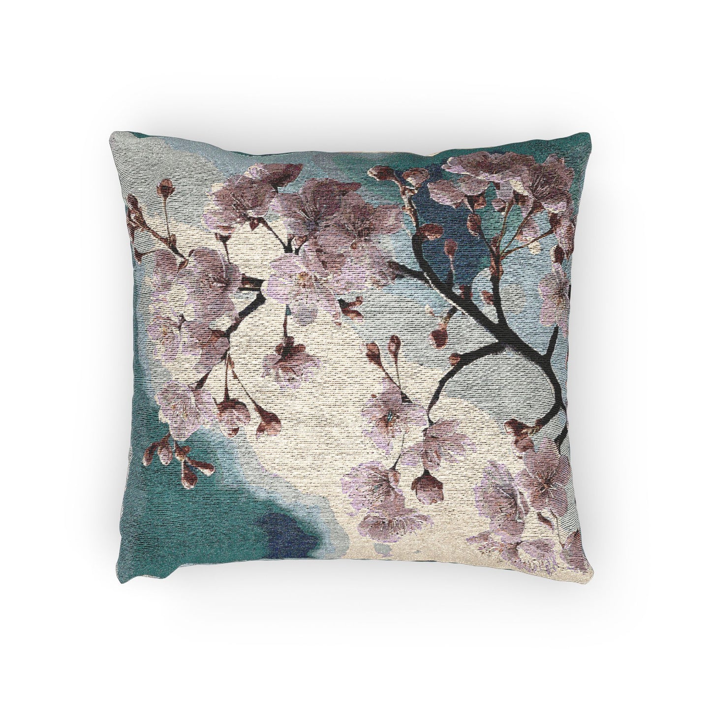 Botanical Woven Pillow, Floral Throw Pillow, Cozy Home Decor
