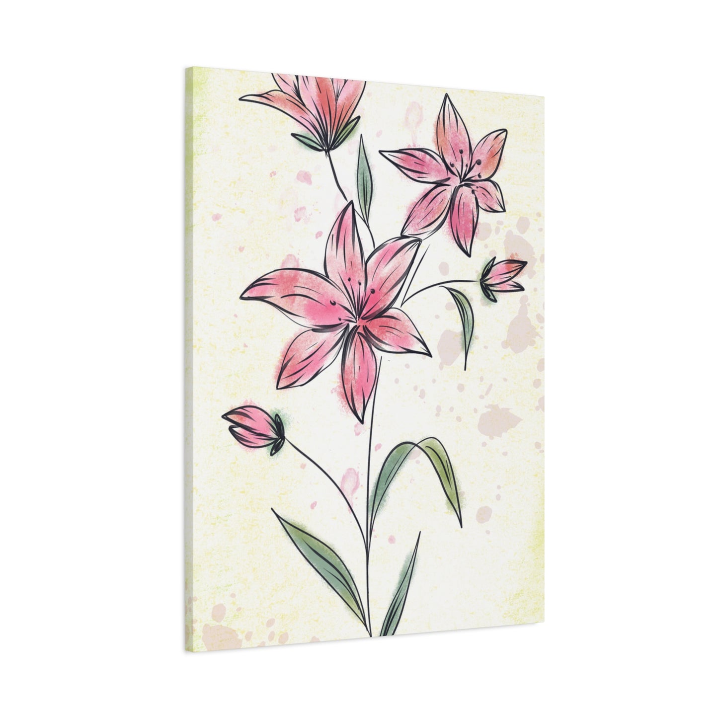 Matte Canvas, Stretched, 1.25" Tulips Pink Flowers