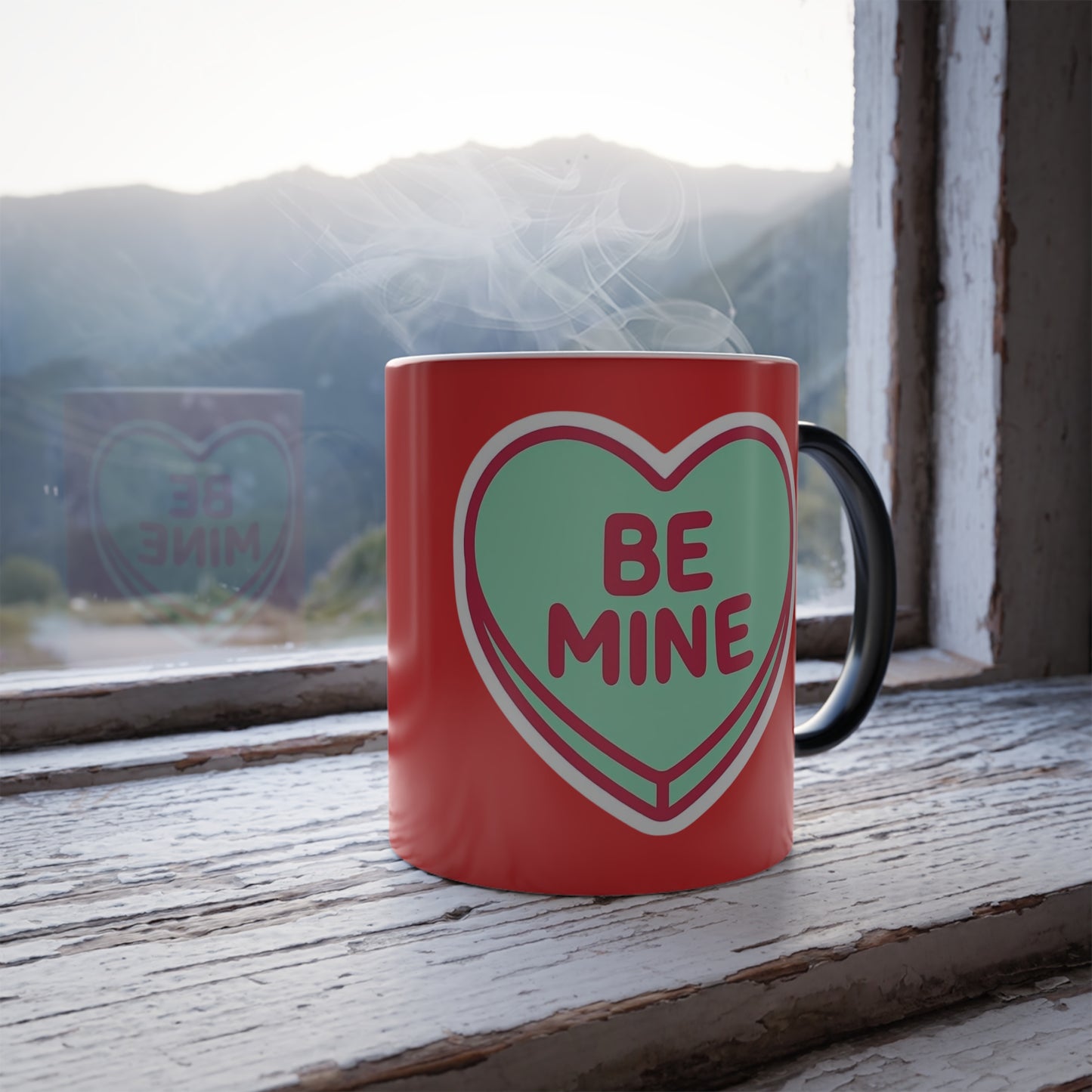 Color-Changing Mug – “Be Mine” Heart Valentine Coffee Cup, 11oz