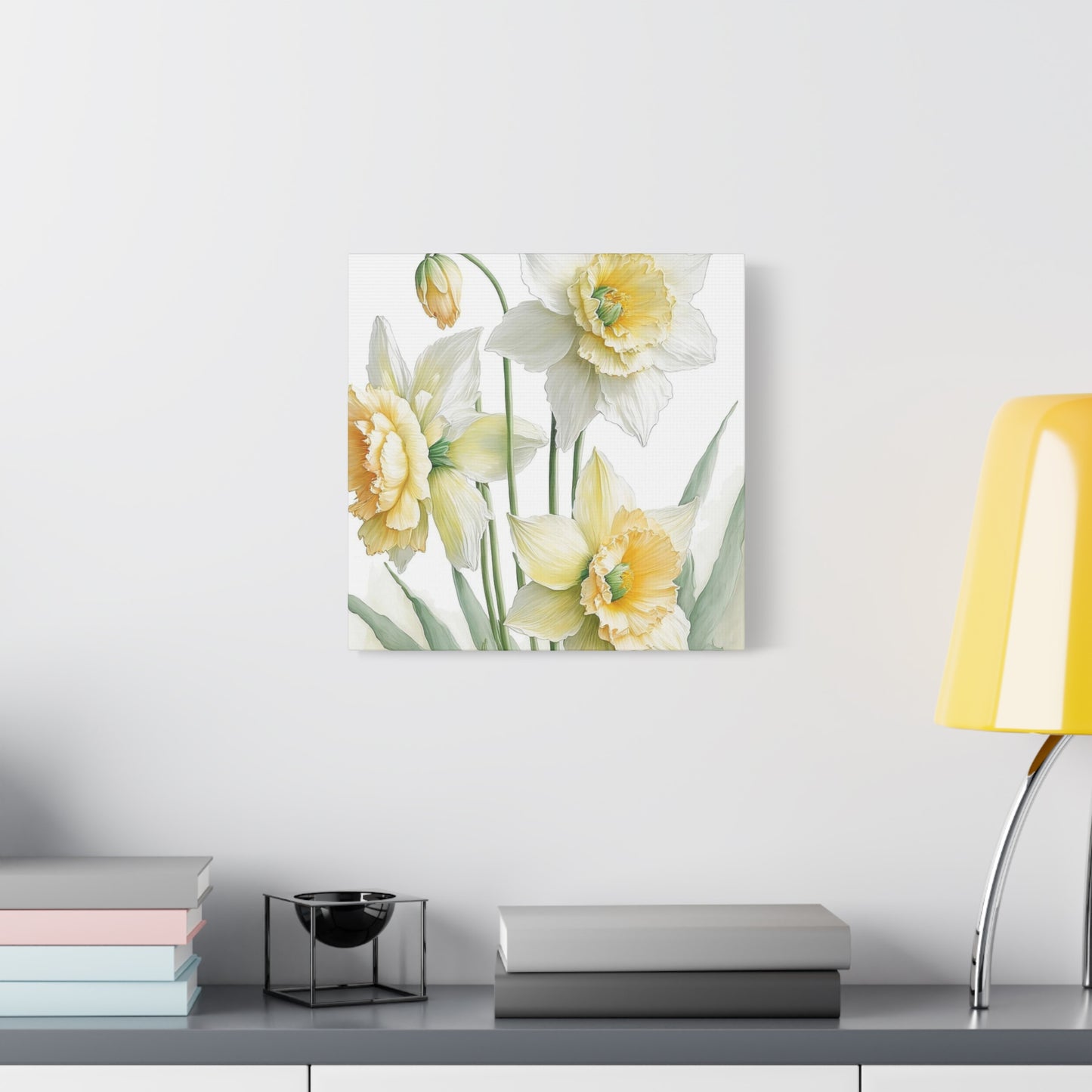 Matte Canvas, Stretched, 1.25" beautiful flowers white and yellow.