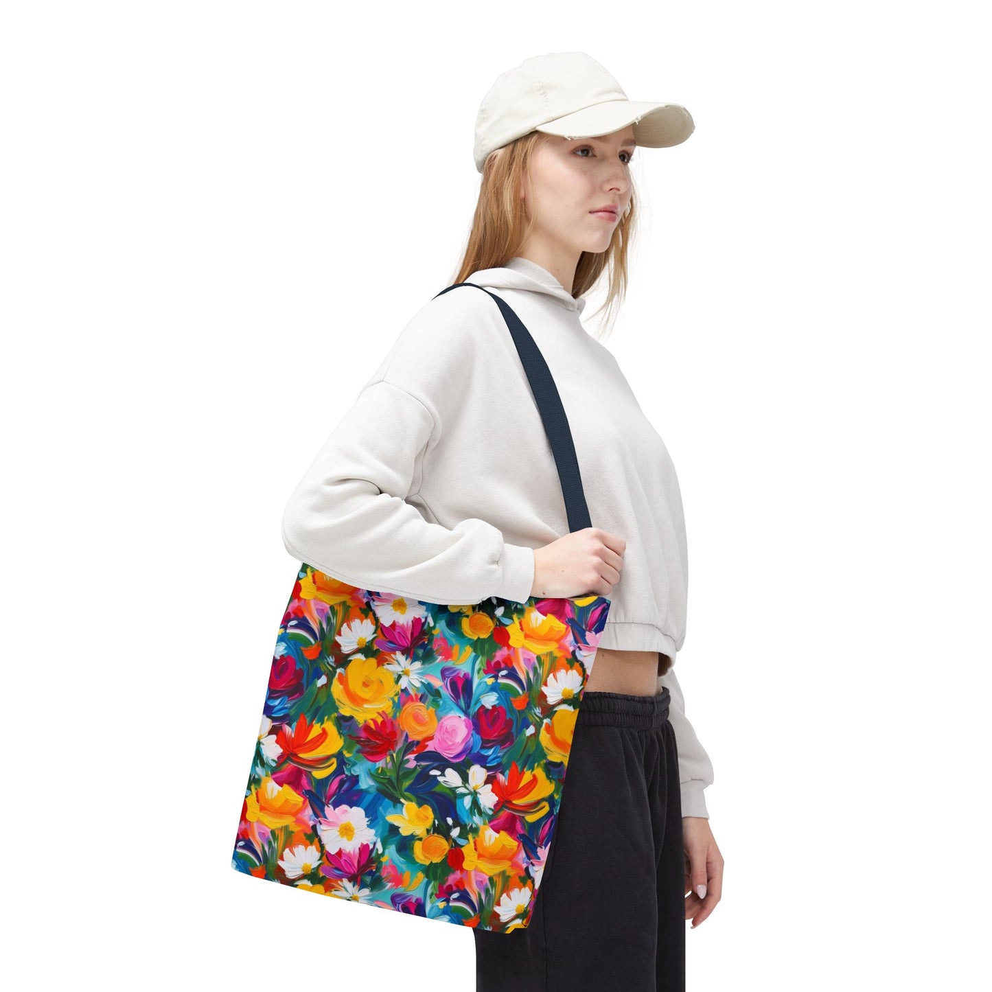 Colorful Floral Tote Bag — Vibrant All-Over Print Shopper