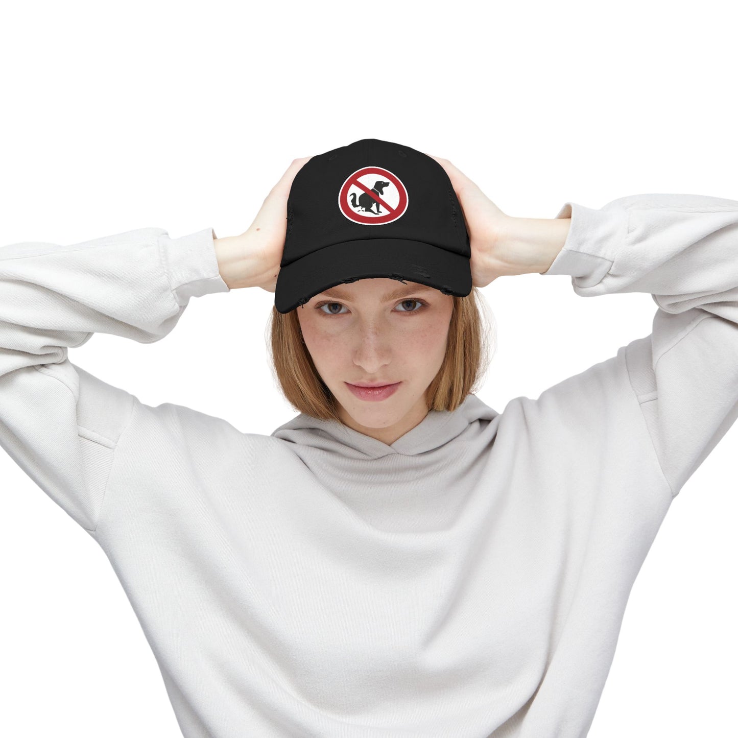 Unisex Distressed Cap with No Dogs Allowed Design | Casual Wear, Dog Owners Gift, Trendy Cap for Pet Lovers, Outdoor Style