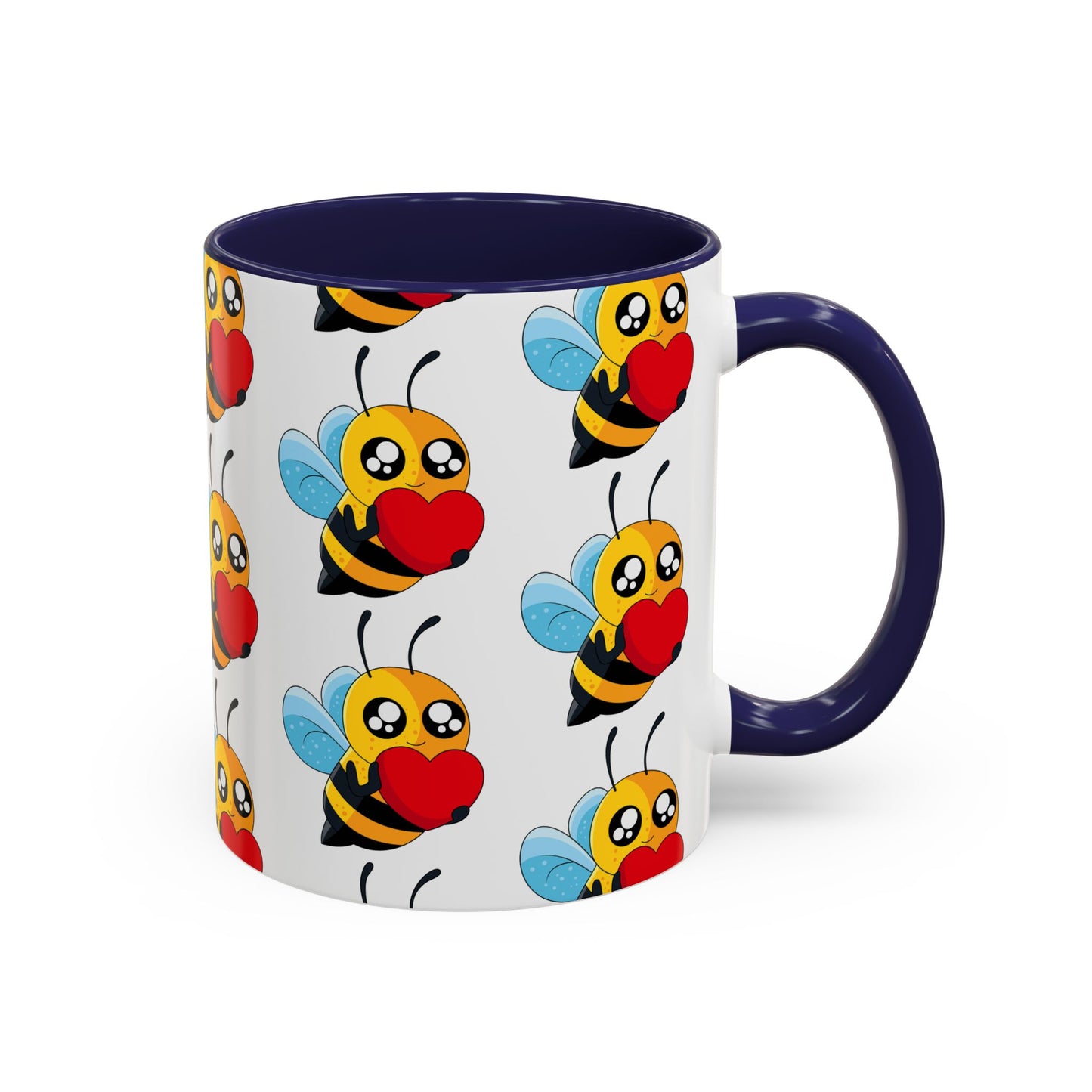 Cute Bee Love Accent Coffee Mug,  Cute Floral Mug, Cheerful Bee Design