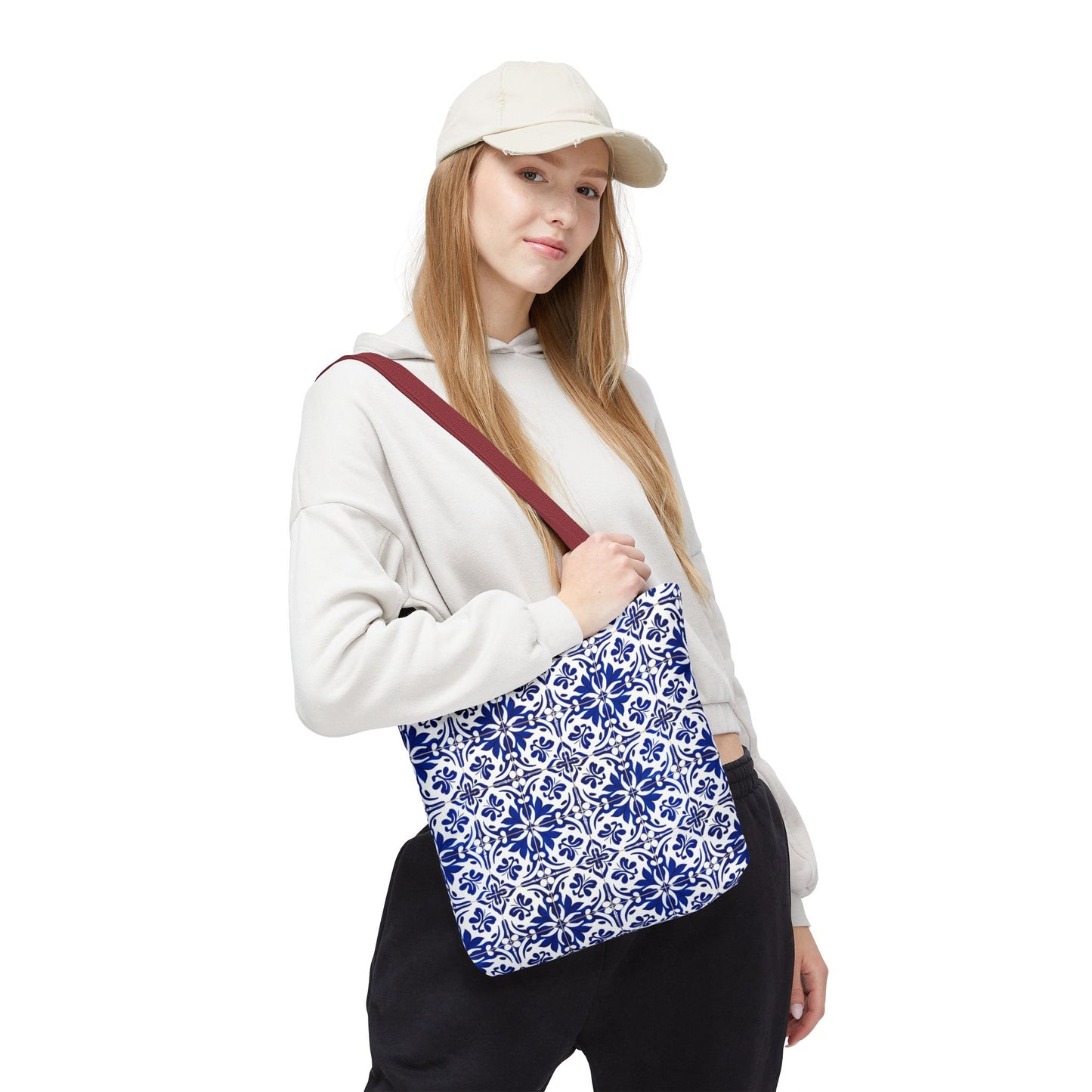 Blue Moroccan Tile Tote Bag - All-Over Print Patterned Market Tote