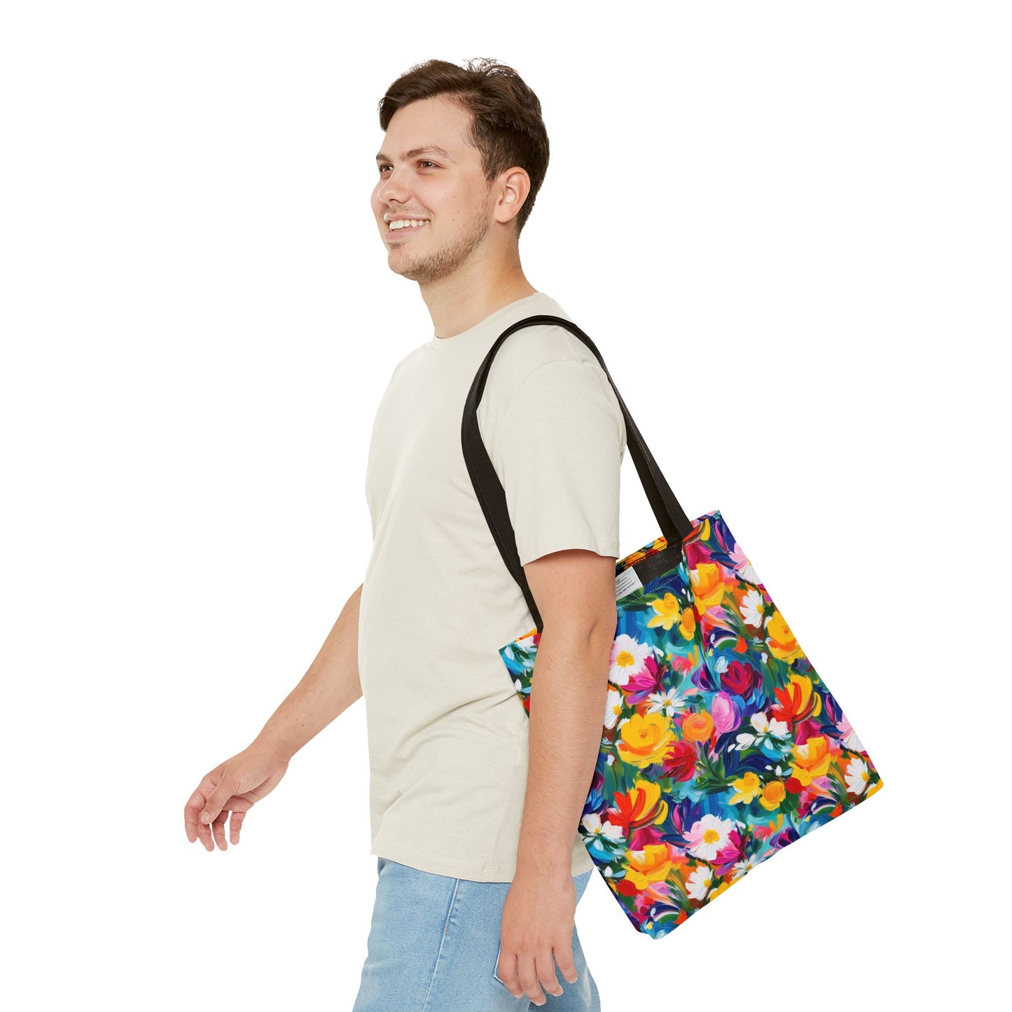 Colorful Floral Tote Bag — Vibrant All-Over Print Shopper