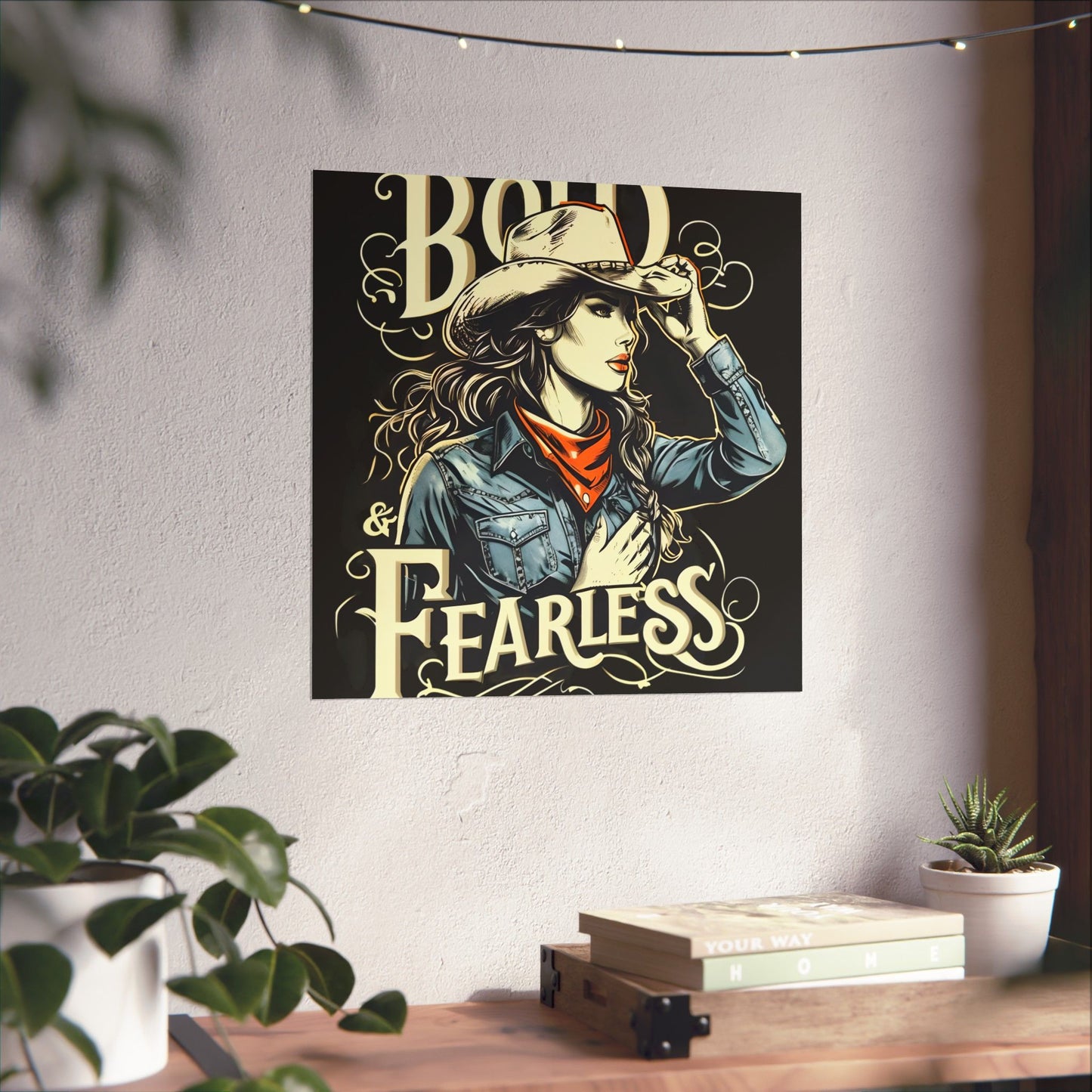Bold & Fearless Cowboy Woman Poster — Matte Vertical Wall Art