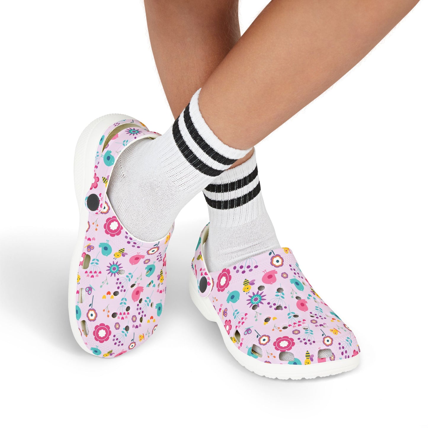 Kids Floral Clogs — Pink EVA Foam Garden Slip-Ons