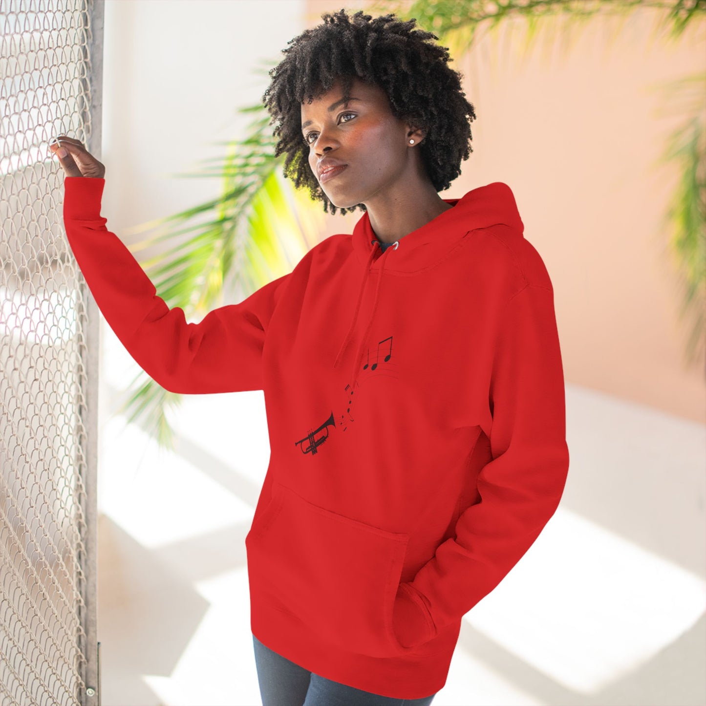 Trumpet Music Notes Hoodie — Minimalist Jazz Instrument Pullover