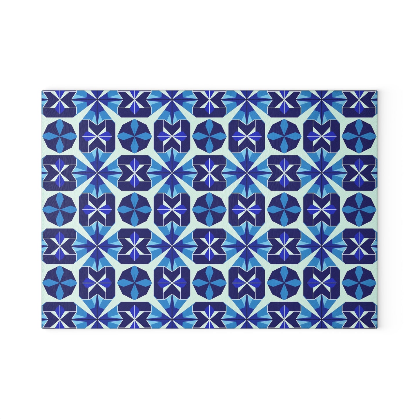 Blue Moroccan Tile Glass Cutting Board — Decorative Kitchen Chopping Board