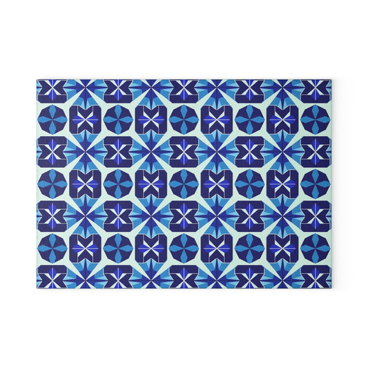 Blue Moroccan Tile Glass Cutting Board — Decorative Kitchen Chopping Board