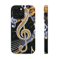 Music Notes Magnetic Impact-Resistant Phone Case — Gold Treble Clef Design