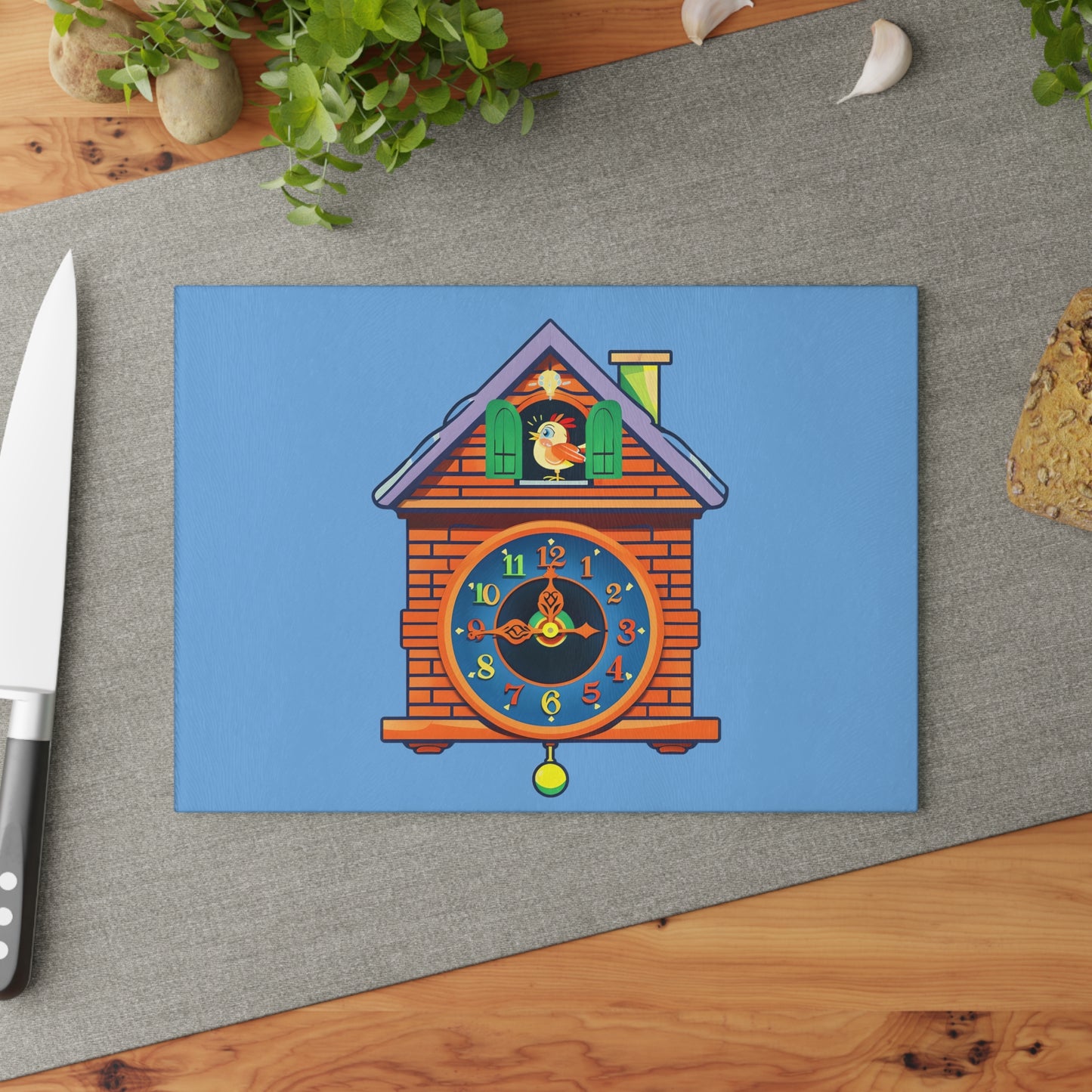 Cuckoo Clock Glass Cutting Board | Kitchen Decor, Housewarming Gift, Unique Cooking Accessory, Christmas Present, Fun Home Essential