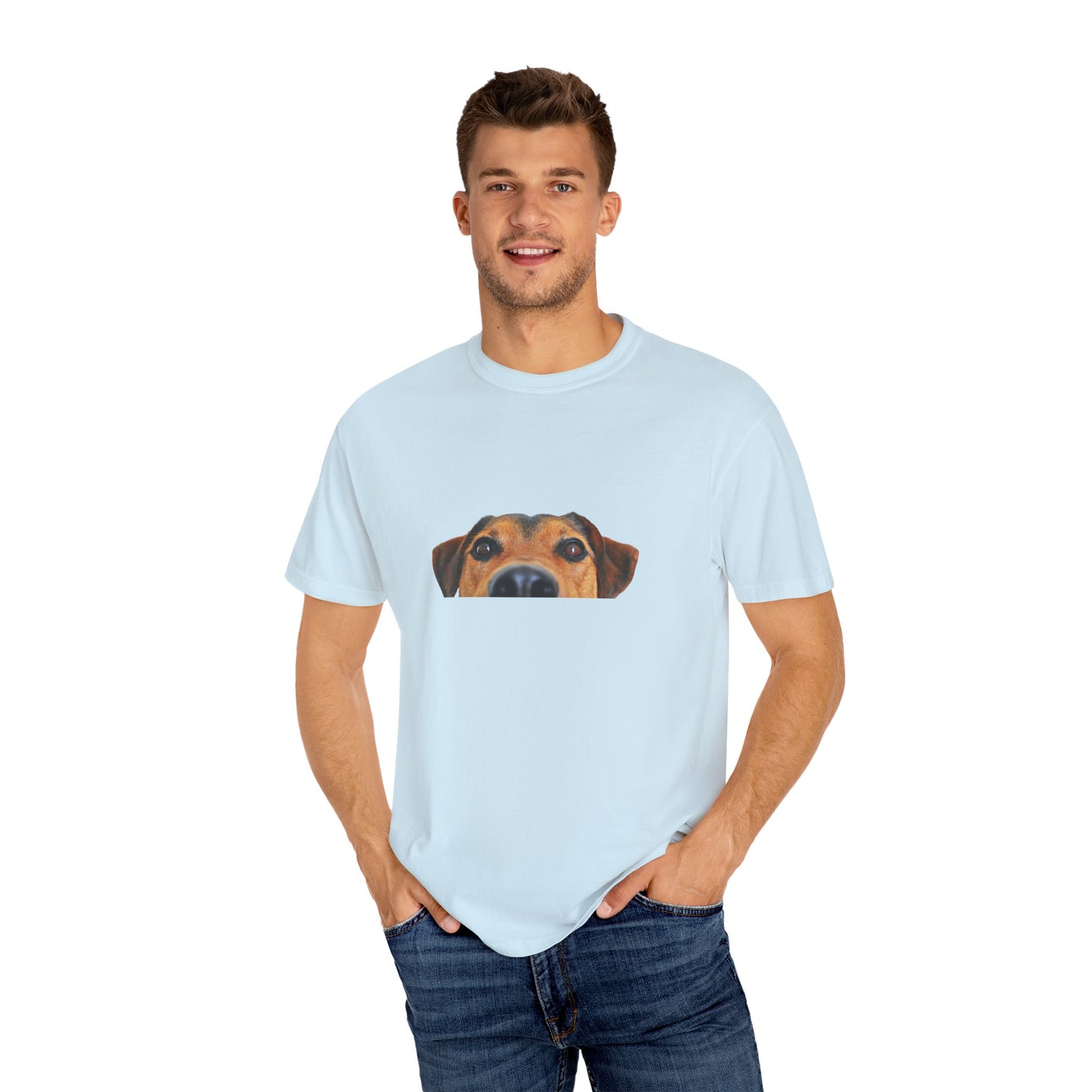 Cute Dog Face Unisex Garment-Dyed T-shirt, Pet Lover Tee, Animal Community Shirt, Birthday Gift, Casual Wear, Dog Lover's Merch