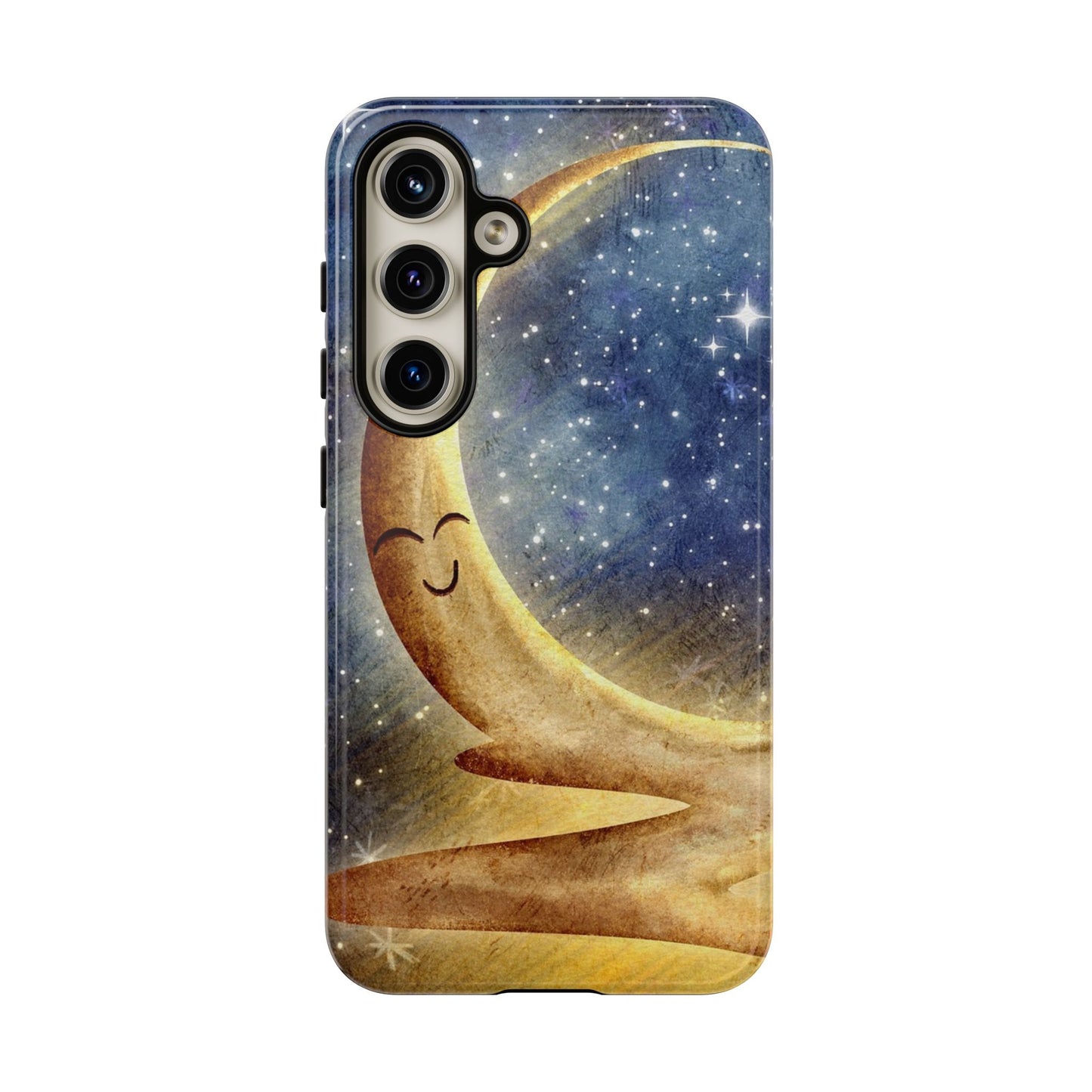 Moonlit Smile Phone Case — Starry Night Crescent Moon iPhone Cover