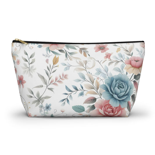 Floral Accessory Pouch, Makeup Bag, Cosmetic Case, Travel Organizer, Gift for Her, Floral Print Pouch