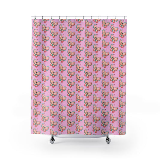 Butterfly Pattern Shower Curtain - Vibrant, Colorful Bathroom Decor, Floral Home Accessory, Spring Vibes, Gift for Her