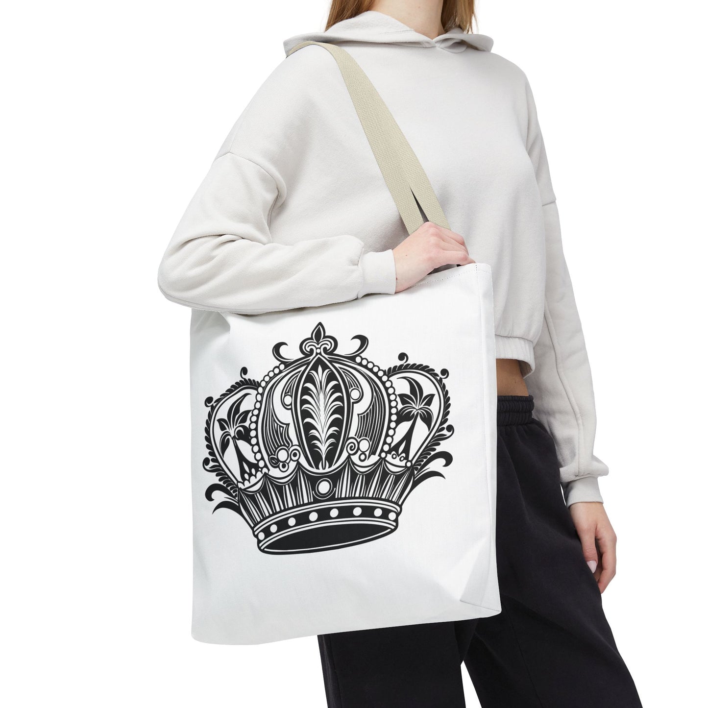 Crown Design Tote Bag, Royal Style Shopping Tote, Chic Grocery Bag, Gift for Her, Fashionable Accessories