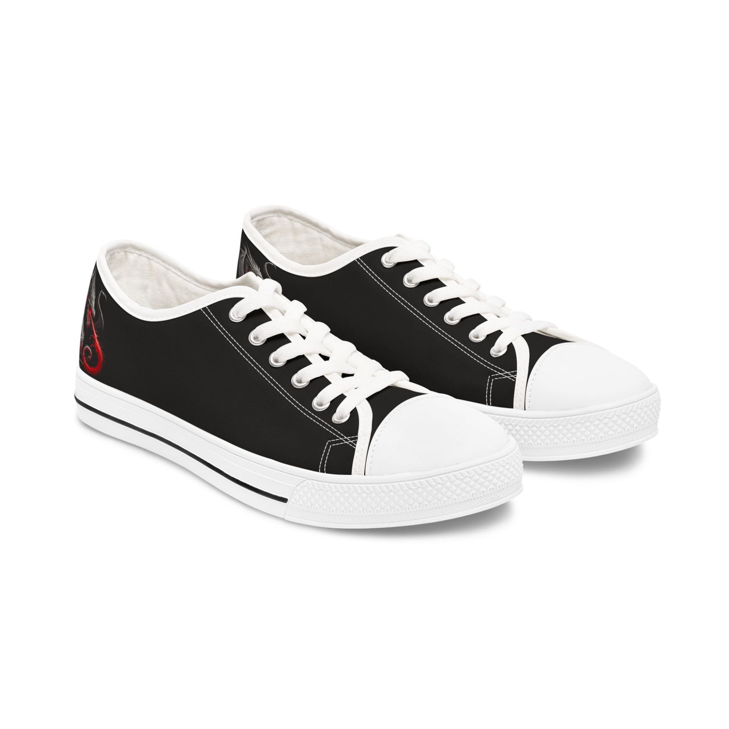 Low Top Sneakers — Black Dragon Wing Accent