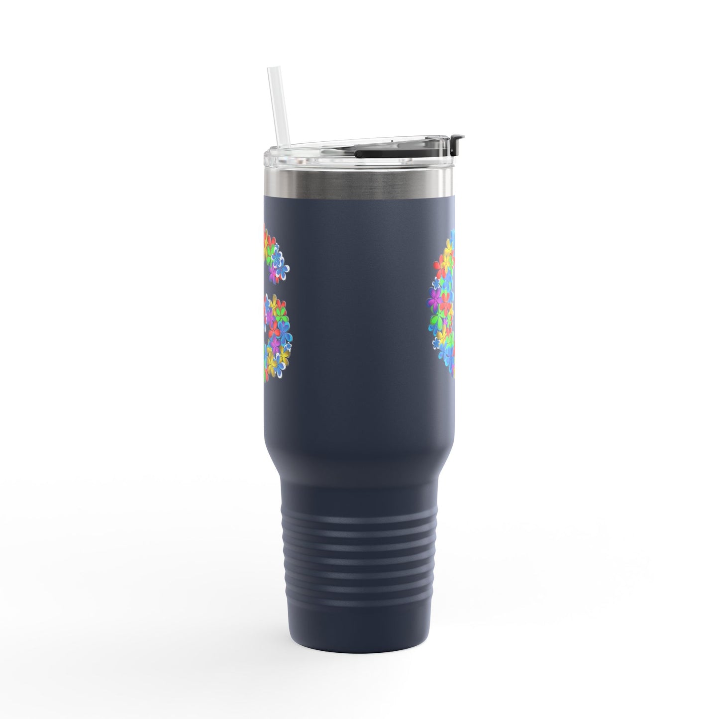 Vibrant Floral Insulated Travel Mug, Perfect for On-the-Go- Letter G