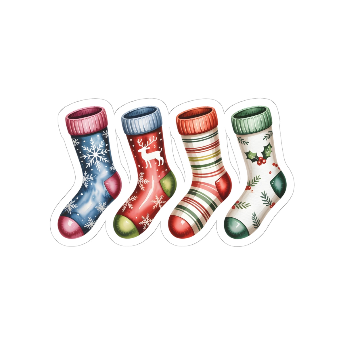 Christmas Stocking Sticker Pack — Festive Kiss-Cut Holiday Stickers (4-Pack)