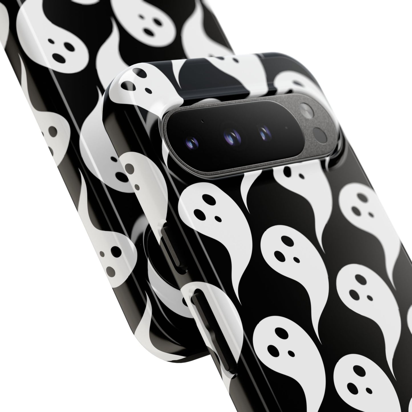 Ghost Pattern Phone Case, Cute Ghost Cell Phone Cover, Halloween Accessory, Spooky Gift, Black and White Phone Case