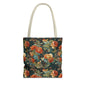 Vintage Rose Floral Tote Bag – Dark Botanical All-Over Print