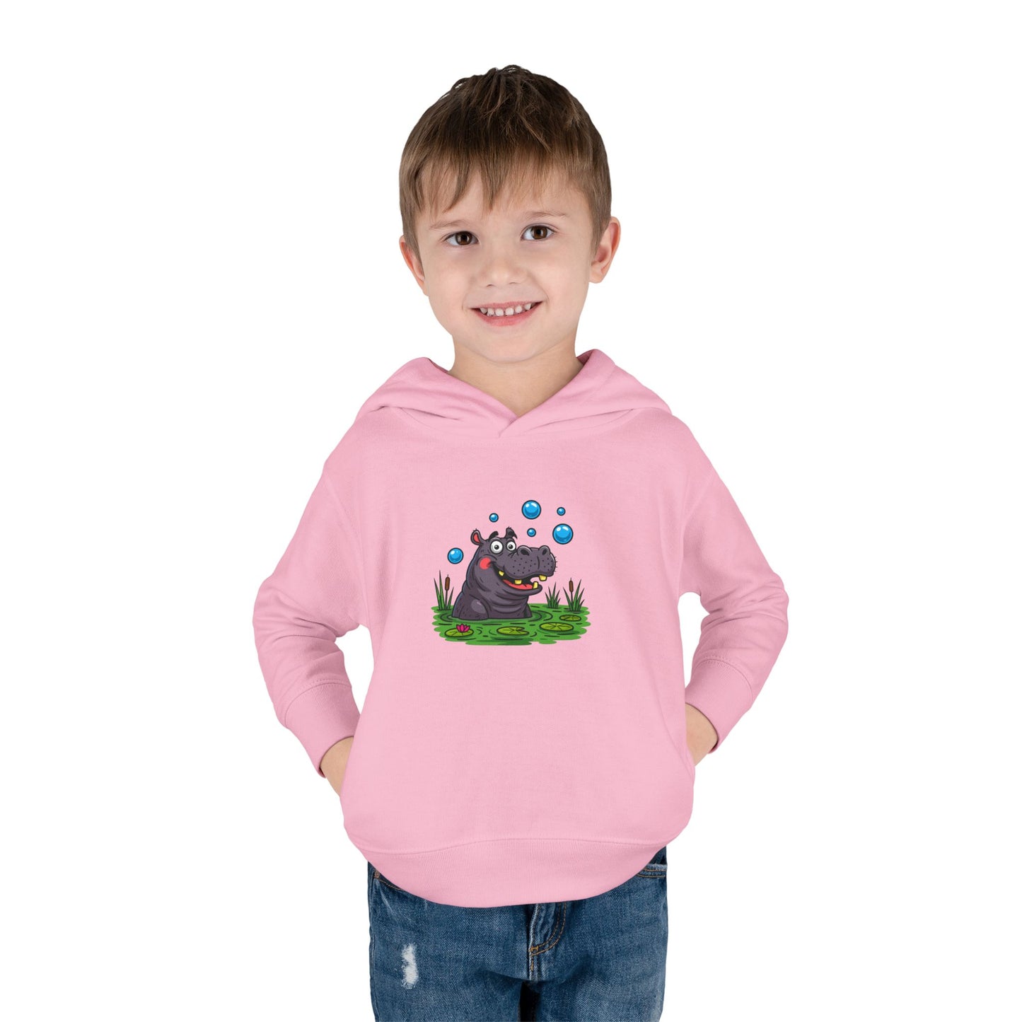 Adorable Hippo Fleece Hoodie, Toddler Hoodie, Kids Pullover, Animal Sweatshirt, Cute Baby Gift, Cozy Toddler Wear