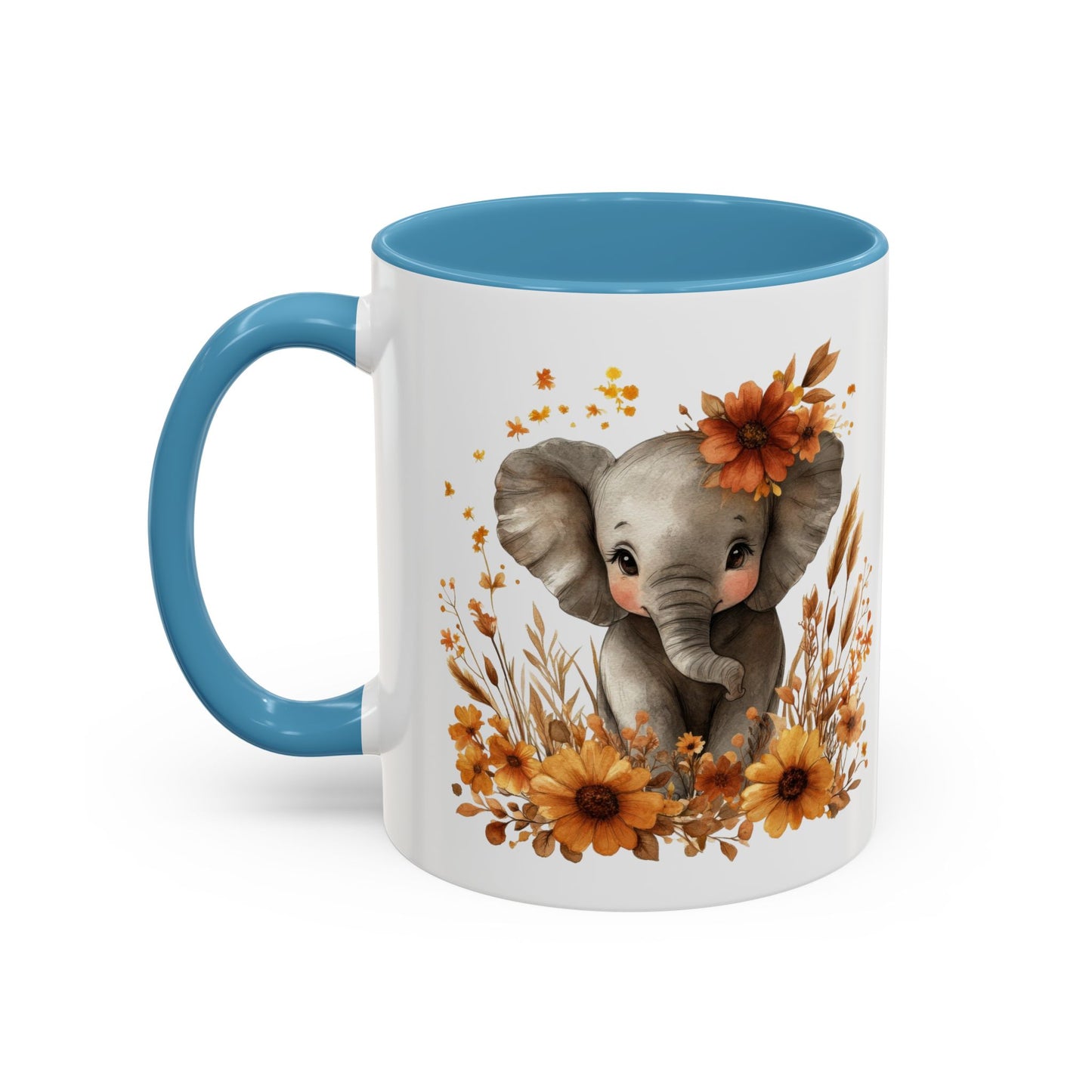 Adorable Elephant Floral Coffee Mug, Cute Animal Mug, Coffee Lover Gift, Kids Mug, Baby Shower Decor