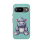 Cute Hippo Phone Case, Tough Phone Cover, Fun Animal Case, Gift for Kids, Cute Decor, Birthday Present