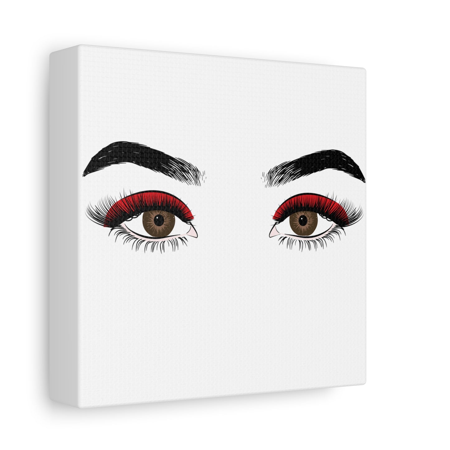 Red Lashes Wall Art Canvas — Glam Eyes Makeup Decor