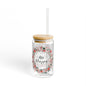 Floral Sipper Glass, 16oz - Motivational Drinkware, Perfect Gift for All Occasions, Kitchen Decor, Eco-friendly Straw Cup