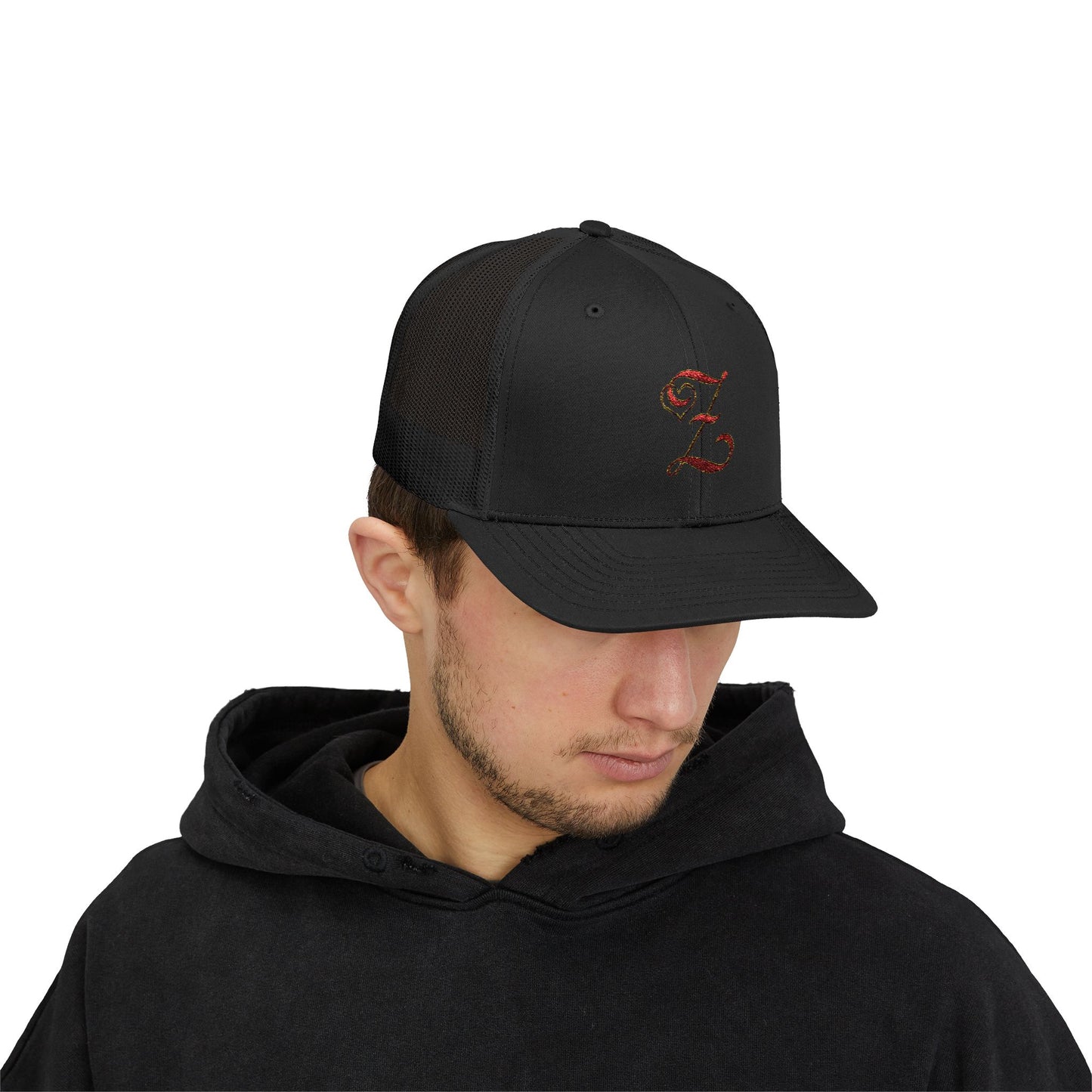 Embroidered 'Z' Snapback Trucker Cap — Vintage Monogram Initial Hat