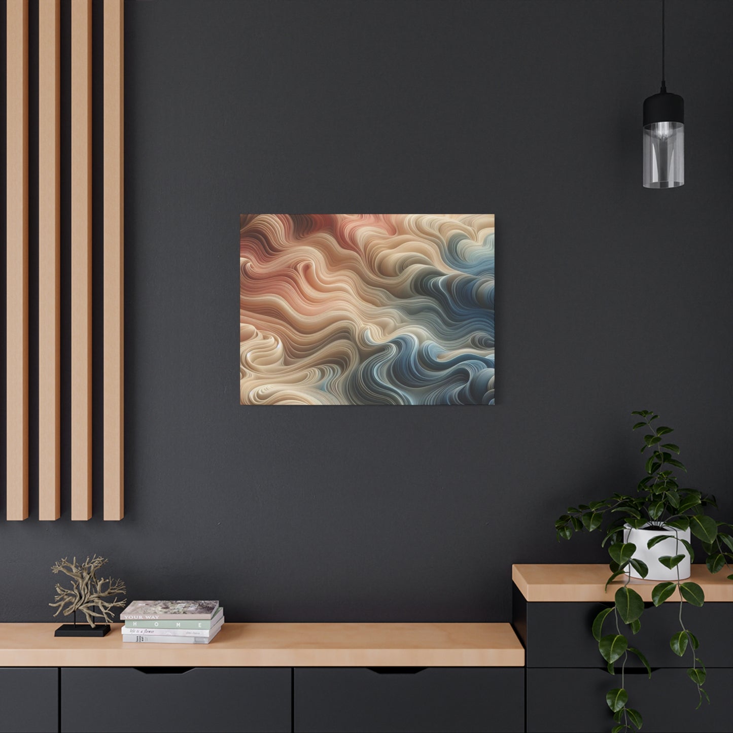 Abstract Swirl Matte Canvas Wall Art — Fluid Earth Tones, Stretched 1.25"