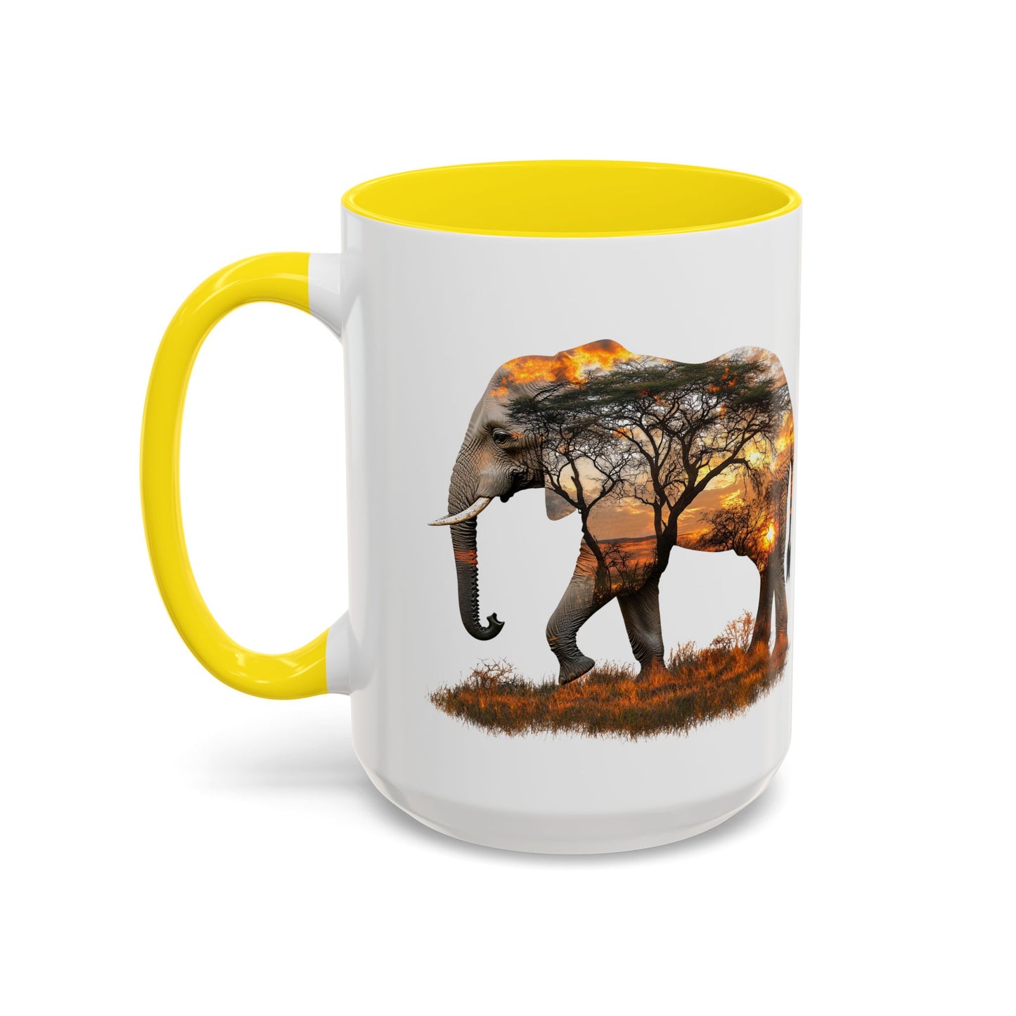 Elegant Elephant Accent Coffee Mug - Nature Lover Gift, Animal Lover Mug, Unique Home Decor, Wildlife Conservation, Travel Mug