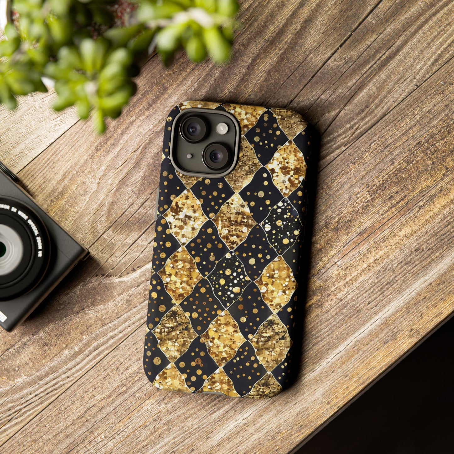 Elegant Gold & Black Phone Case for Tough Protection