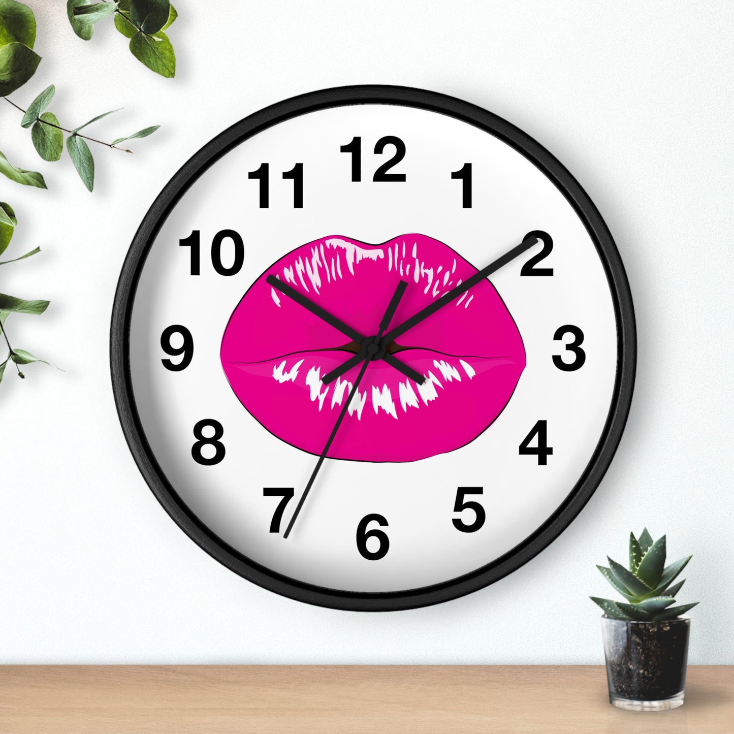 Hot Pink Kiss Wall Clock | Lip Print Clock