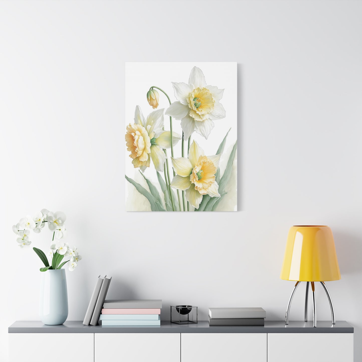 Matte Canvas, Stretched, 1.25" beautiful flowers white and yellow.