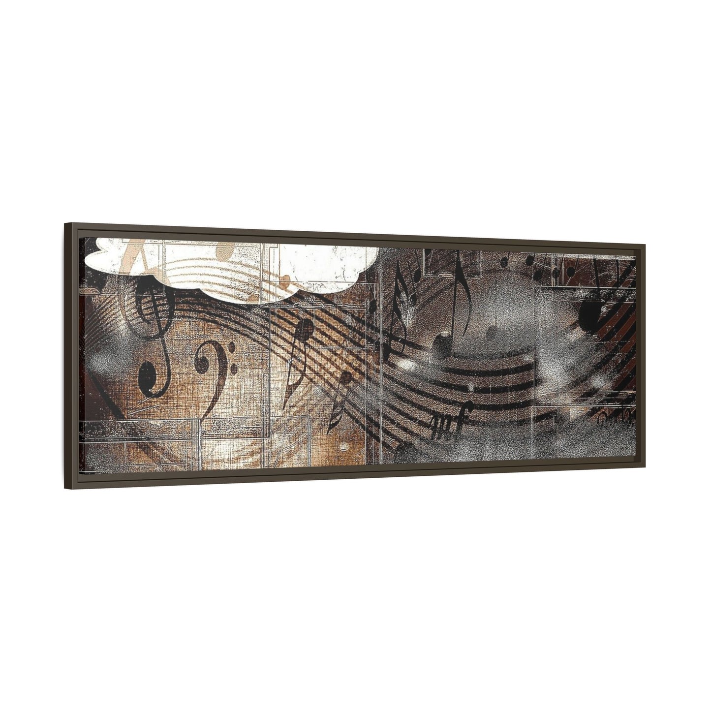 Framed Music Notes Canvas Print — Abstract Vintage Piano & Sheet Music Wall Art